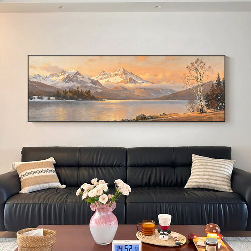 现代简约雪山风景装饰画床头房间客厅卧室挂画沙发背景墙治愈壁画