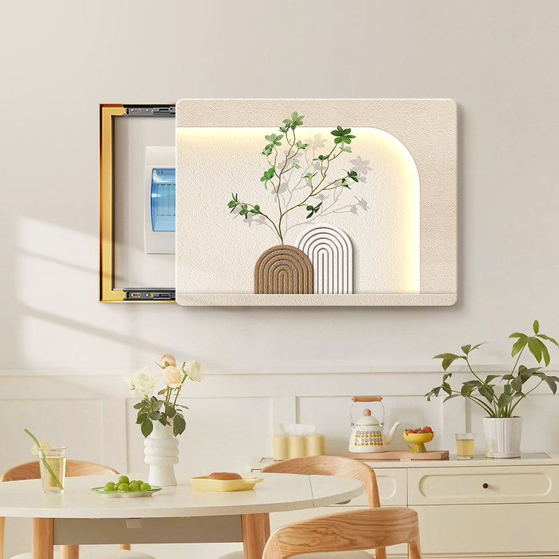 电表箱装饰画配电箱画遮挡2025新款绿植奶油风多媒体盒弱电箱挂画