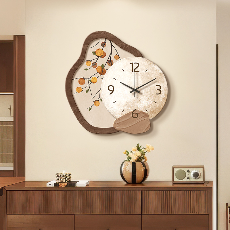 中古风时钟挂墙客厅复古小挂钟家用新中式创意高级感餐厅墙上钟表