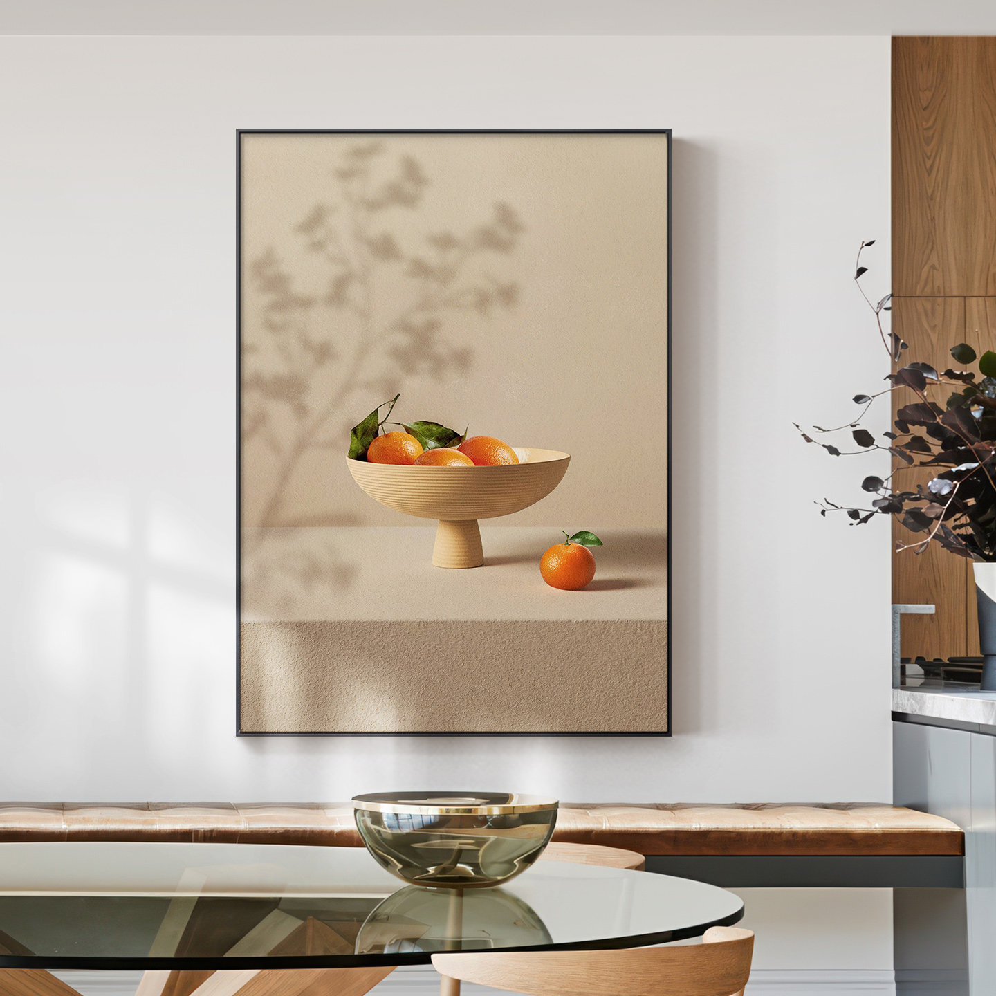 简约现代高级感餐厅装饰画玄关壁画北欧静物光影艺术单幅餐桌挂画