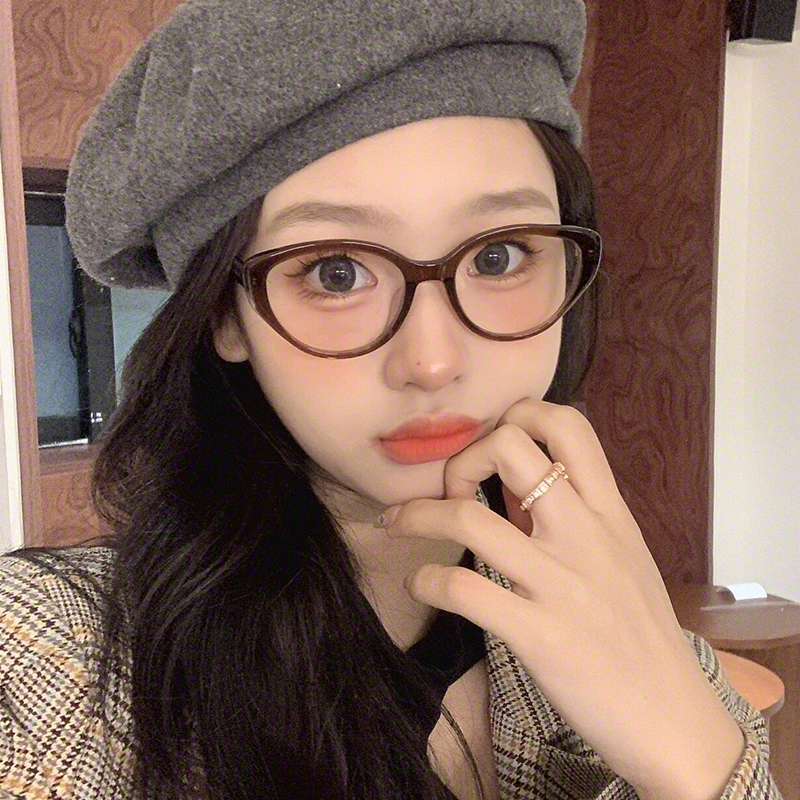 复古橘猫框高级感可配近视眼镜女
