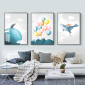 星球抽象客厅装 饰画三联沙发背景墙壁画晶瓷轻奢简约卧室床头挂画