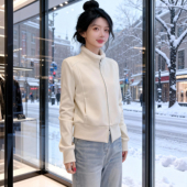 韩系时尚 上衣 显瘦开衫 毛毛领双拉链加绒卫衣外套女冬季 设计感修身