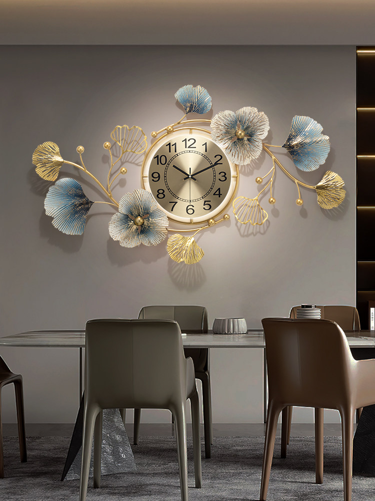 飞鸟集餐厅装饰挂钟银杏叶高级感钟表客厅2025新款大气时钟挂墙表,家居饰品,挂钟,淘宝优惠券,粉丝福利购,淘宝优惠卷
