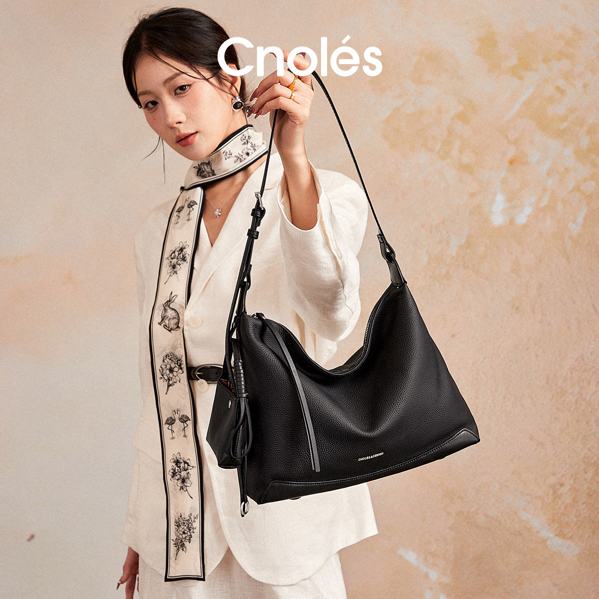 Cnoles蔻一头层牛皮秋冬托特包女大容量斜挎包女包通勤包包高级感