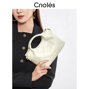 2025新款 Cnoles蔻一菱格手提包小拎包高级感百搭单肩斜挎包包女式