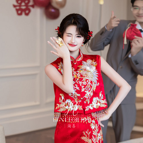 淘喜「予卿」新中式高端新娘敬酒服夏季结婚旗袍秀禾套装订婚礼服