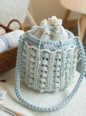 织造物语原创廓形大容量桶型包钩针材料包手作diy创意钩织附教程