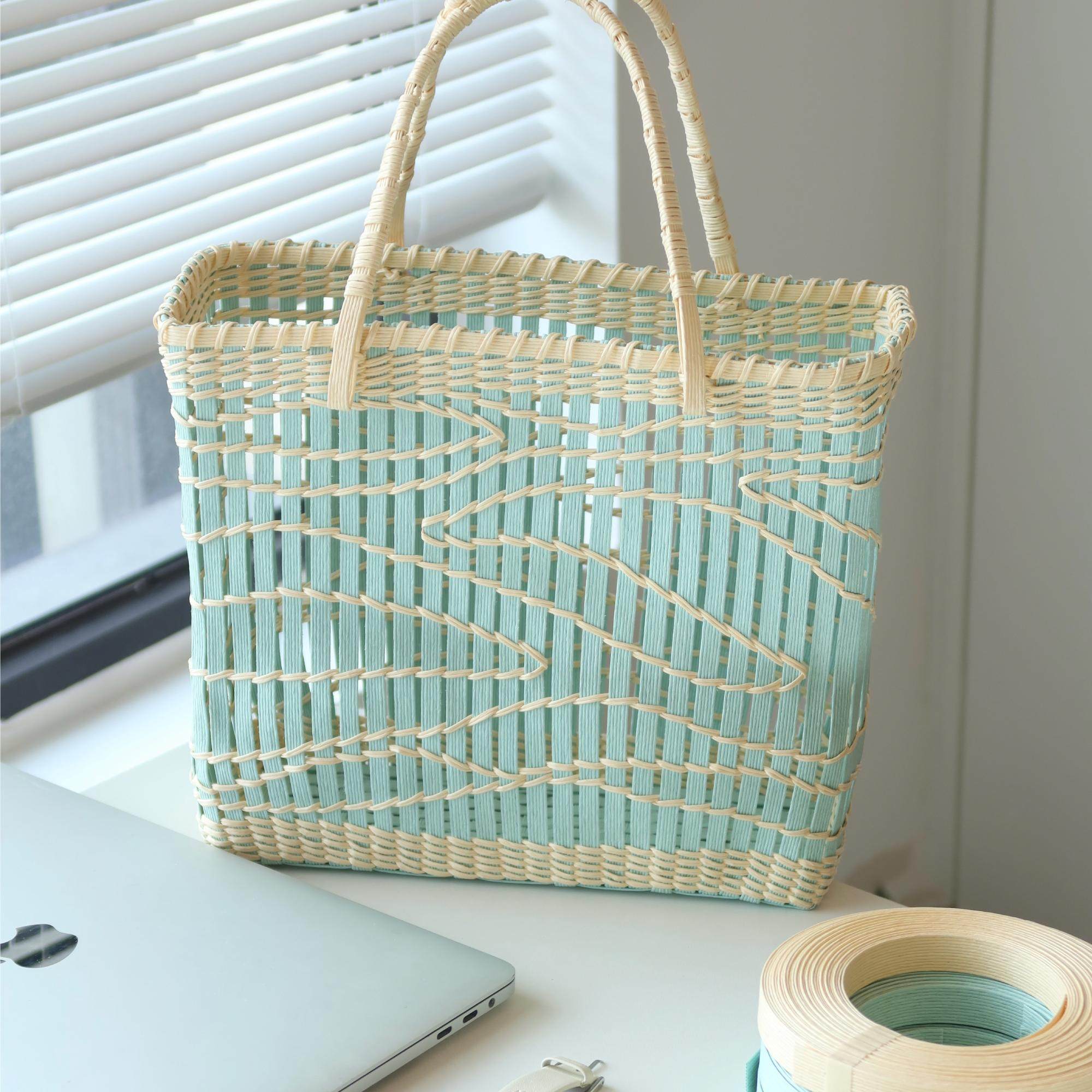 自制纸藤提篮diy编织材料工具套装手工创意藤编篮附视频教程,居家布艺,缝纫DIY材料套装,淘宝优惠券,粉丝福利购,淘宝优惠卷