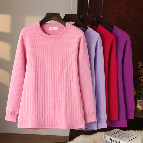 老年人保暖内衣女款全棉夹棉秋衣