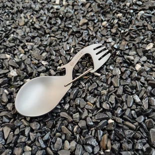 挪威Elephant多功能钛合金叉勺开瓶器挂扣叉勺户外野营餐具叉勺