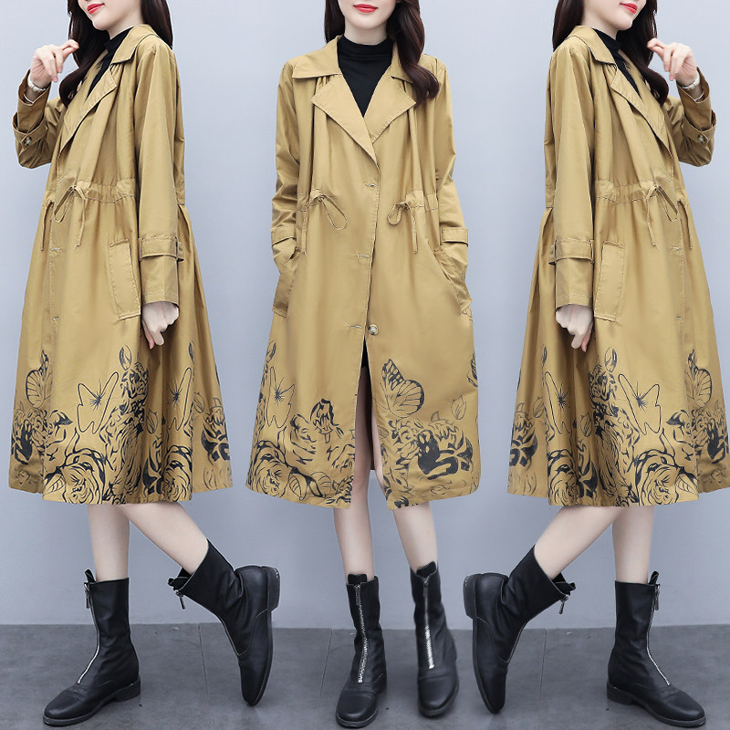 2020年初秋季新款大码女装胖妹妹mm宽松大衣风衣中长款外套女春秋