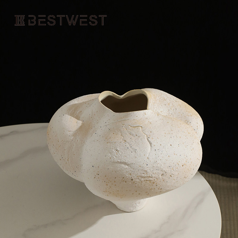 侘寂风陶瓷花瓶插花覆古陶罐中式放干燥花景德镇粗陶花器设计感小,家居饰品,花瓶,淘宝优惠券,粉丝福利购,淘宝优惠卷