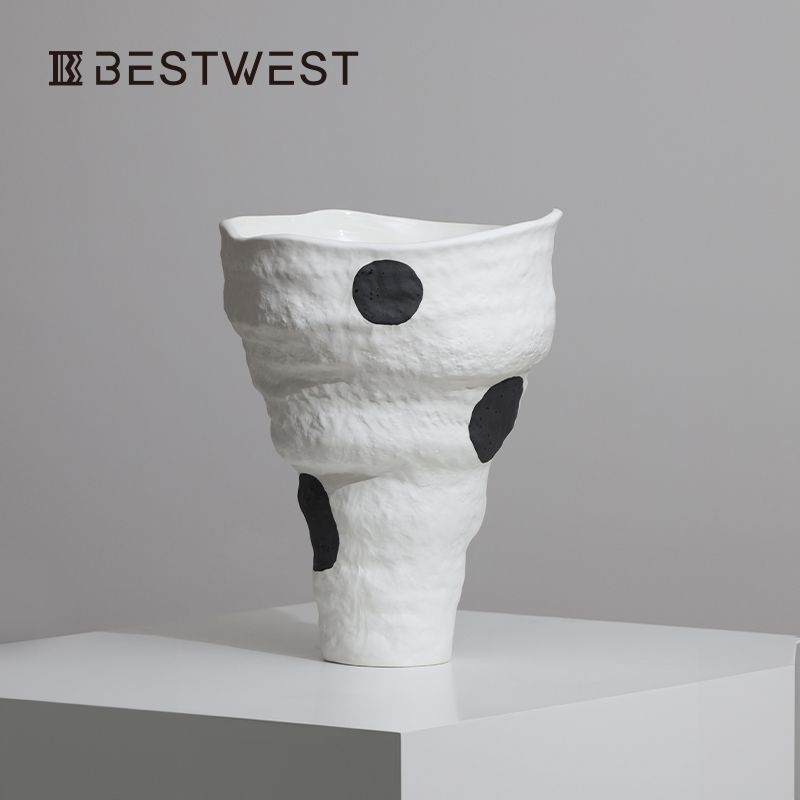 大丹陶瓷设计师正品景德镇陶瓷花瓶复古侘寂风客厅插花摆件高级感