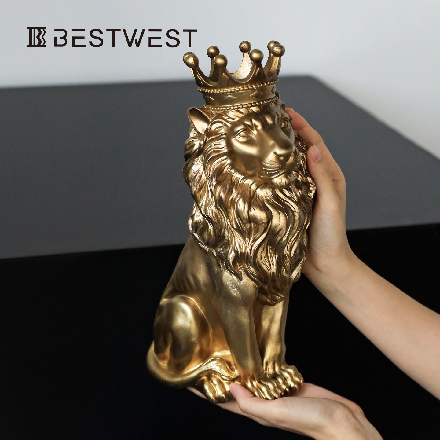 轻奢陶瓷狮子摆件乔迁礼物