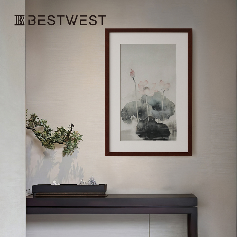 新中式荷花装饰画客厅玄关艺术挂画餐厅沙发背景墙画宋代美学摆件图片