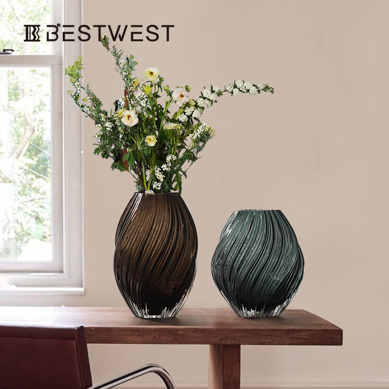 花瓶摆件客厅插花玻璃花瓶轻奢高级感客厅透明水养瓶装饰品轻奢风