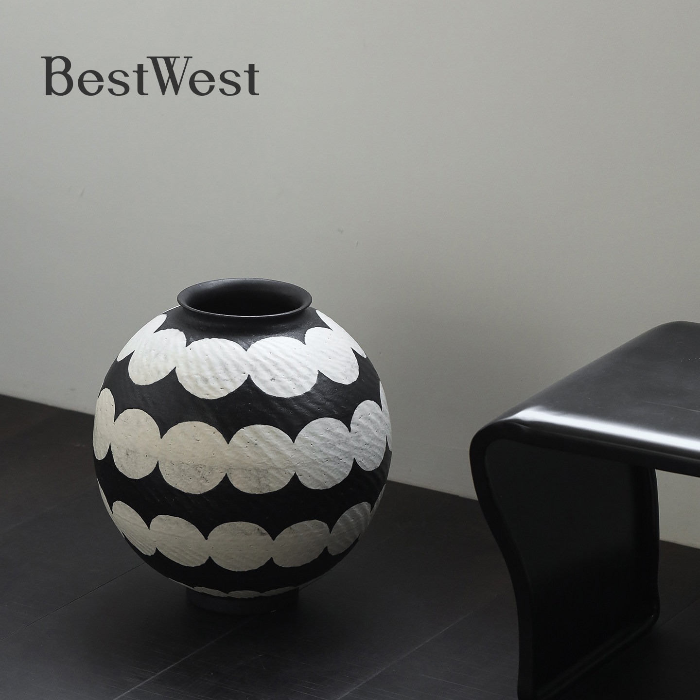 BEST WEST 大丹陶瓷 艺术家手绘花瓶手工大尺寸艺术插花摆件软装