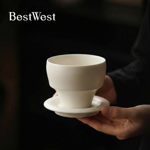 BESTWESTx融白陶瓷手握咖啡杯