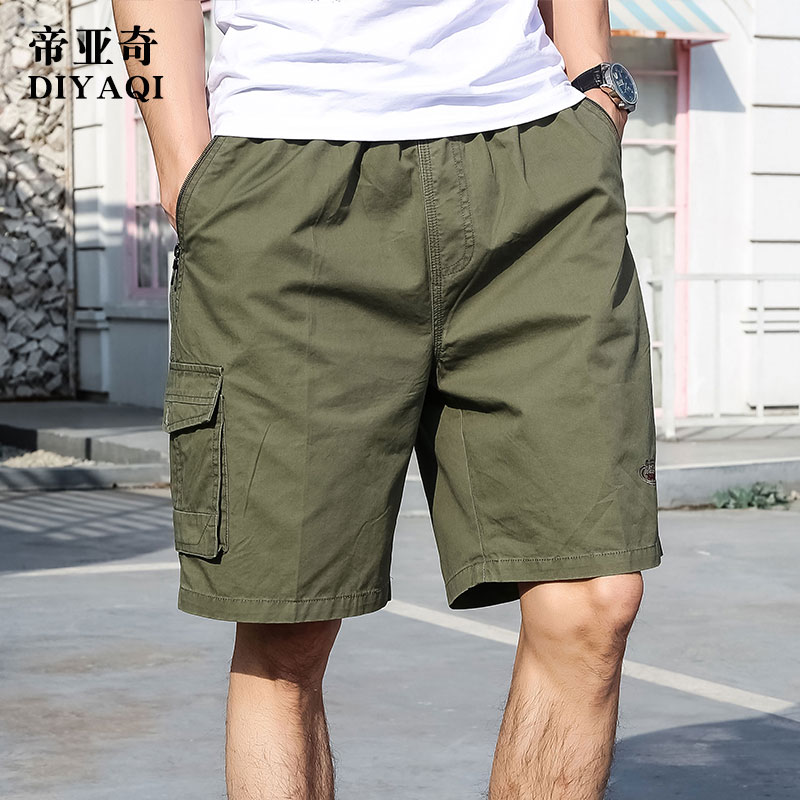 夏季中年男士爸爸裝短褲純棉寬松中老年人休閑五分褲外穿大褲衩裝