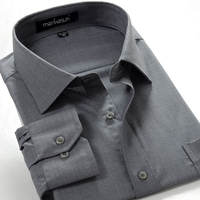 Dad's new Spring and Autumn style long-sleeved sapphire blue striped men's shirt with fat and size thumbnail 5