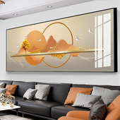 现代轻奢客厅装 饰画晶瓷山水横幅日出金山风景沙发背景墙抽象挂画