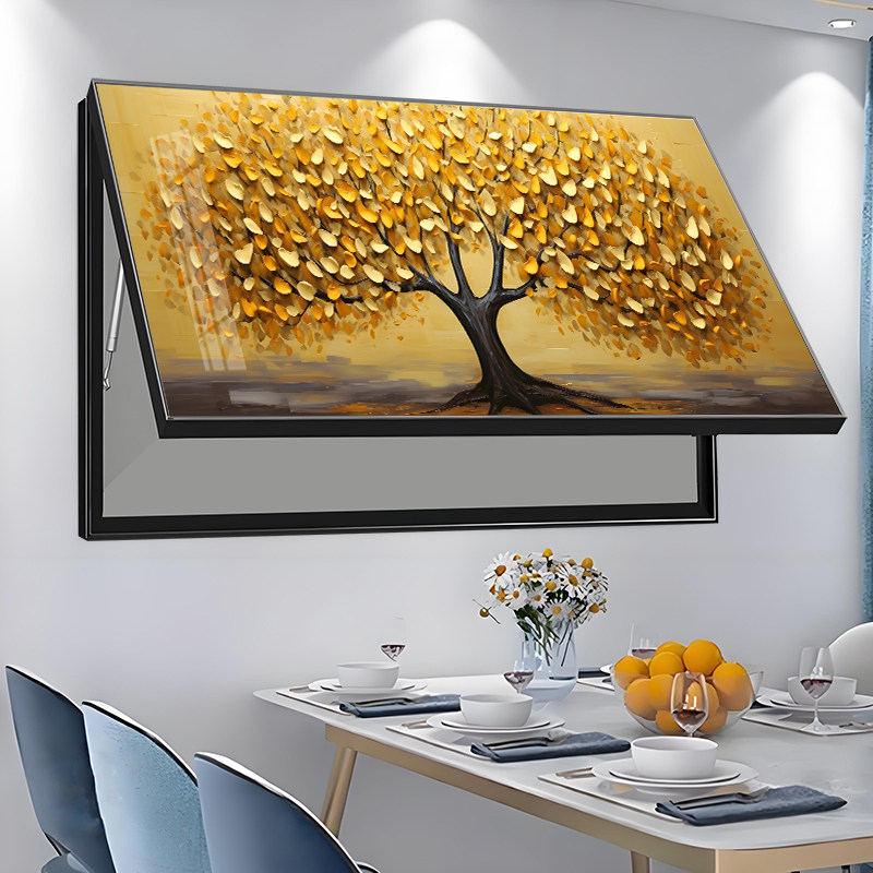 金色发财树电表箱装饰画大尺寸