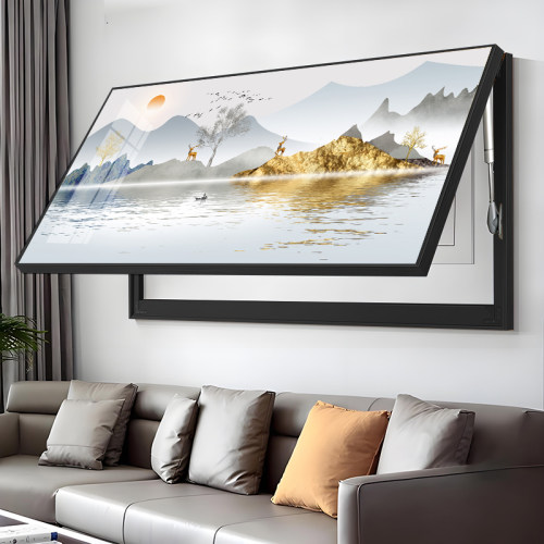 电表箱山水大尺寸遮挡新中式