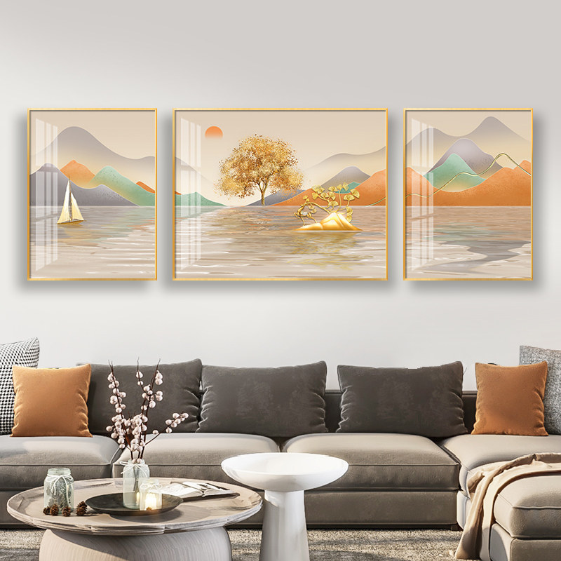 轻奢客厅装饰画三联动漫