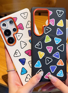 适用于三星S25Ultra手机壳形状黑色磁吸立体感三星s24+保护套三星S25Edge个性涂鸦防摔s25+超薄s24ultra新款