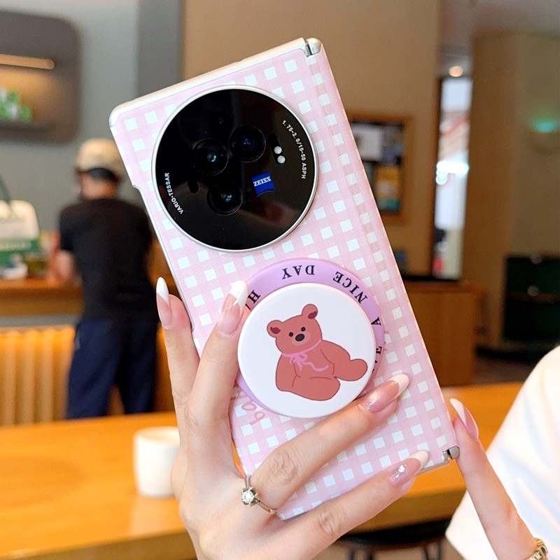 适用于vivoXFold3手机壳新款粉格