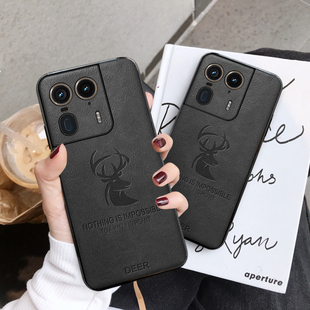 2高档全包式 适用于摩托罗拉X50Ultra手机壳商务皮质硬壳印花吉祥鹿头moto x50ultra轻薄防摔保护套XT2401