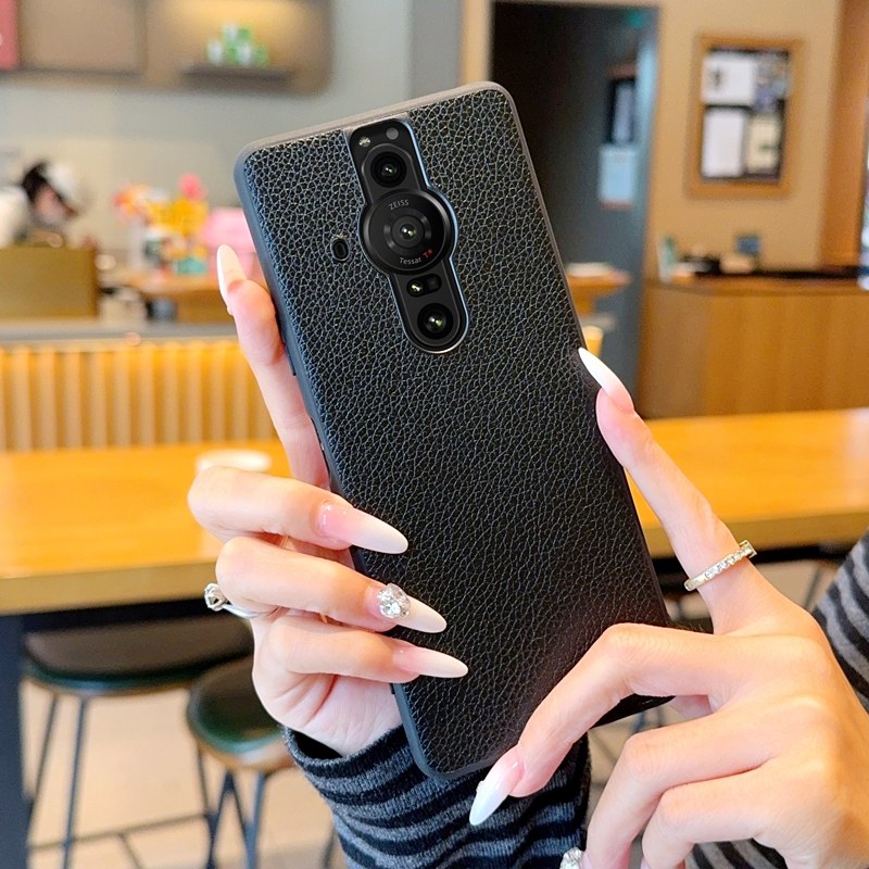 适用于索尼Xperia PRO I手机壳高端荔枝纹素皮索尼PRO I高档Xperia1IV保护套XQ-BE72防摔简约索尼Xperia1VI男