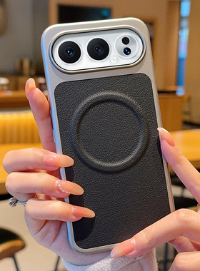 适用于荣耀500手机壳高端荔枝纹带磁吸白色素皮硬壳MEY-AN00新款皮质荣耀500Pro高级商务荣耀500pro保护套