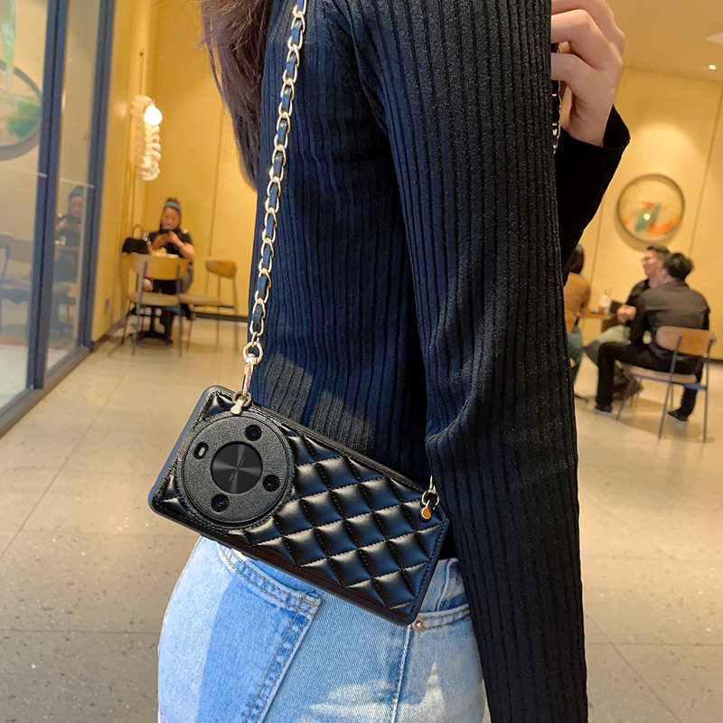 适用于华为畅享70X手机壳软皮革菱格小香风斜挎背包链条BRE-AL80奢华皮质保护套高级感防摔日韩女款