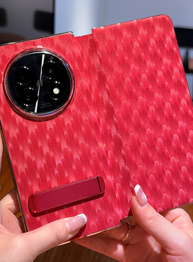 适用于OPPO Find N5手机壳创意闪纹红色oppo时尚潮牌带支架翻盖皮套findn5高端款新款oppofindn5保护套女生