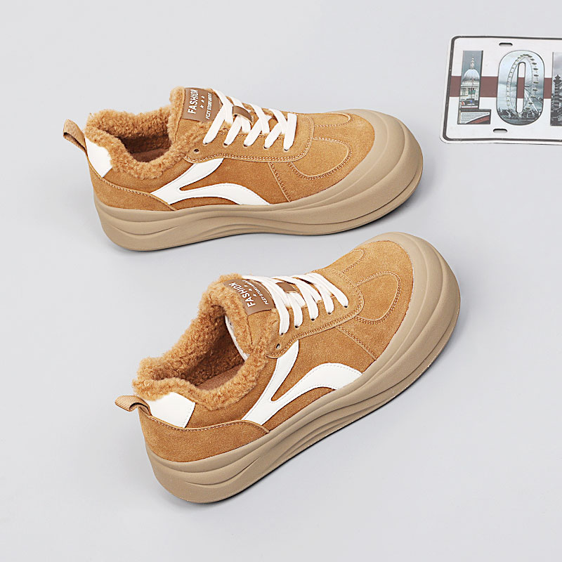 新款大码女鞋41-43冬季棉鞋2025时尚加绒简约舒适百搭保暖板鞋女