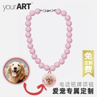 yourART宠物定制防丢项链名牌狗牌猫猫狗狗铭牌项圈珍珠来图绘制