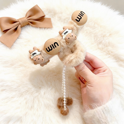 秋冬甜美流苏吊坠毛绒抓夹发饰女