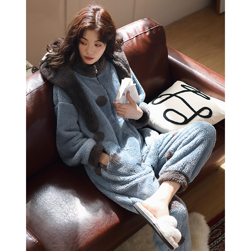 少女珊瑚绒家居服连体卡通动漫