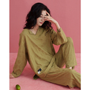 简约套头高级感家居服休闲外穿秋冬纯色套装 睡衣女春秋季 纯棉长袖