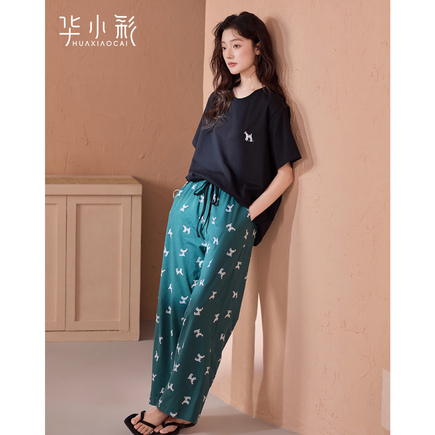 睡衣女款夏季夏天莫代尔棉短袖长裤宽松休闲套头可外穿家居服套装