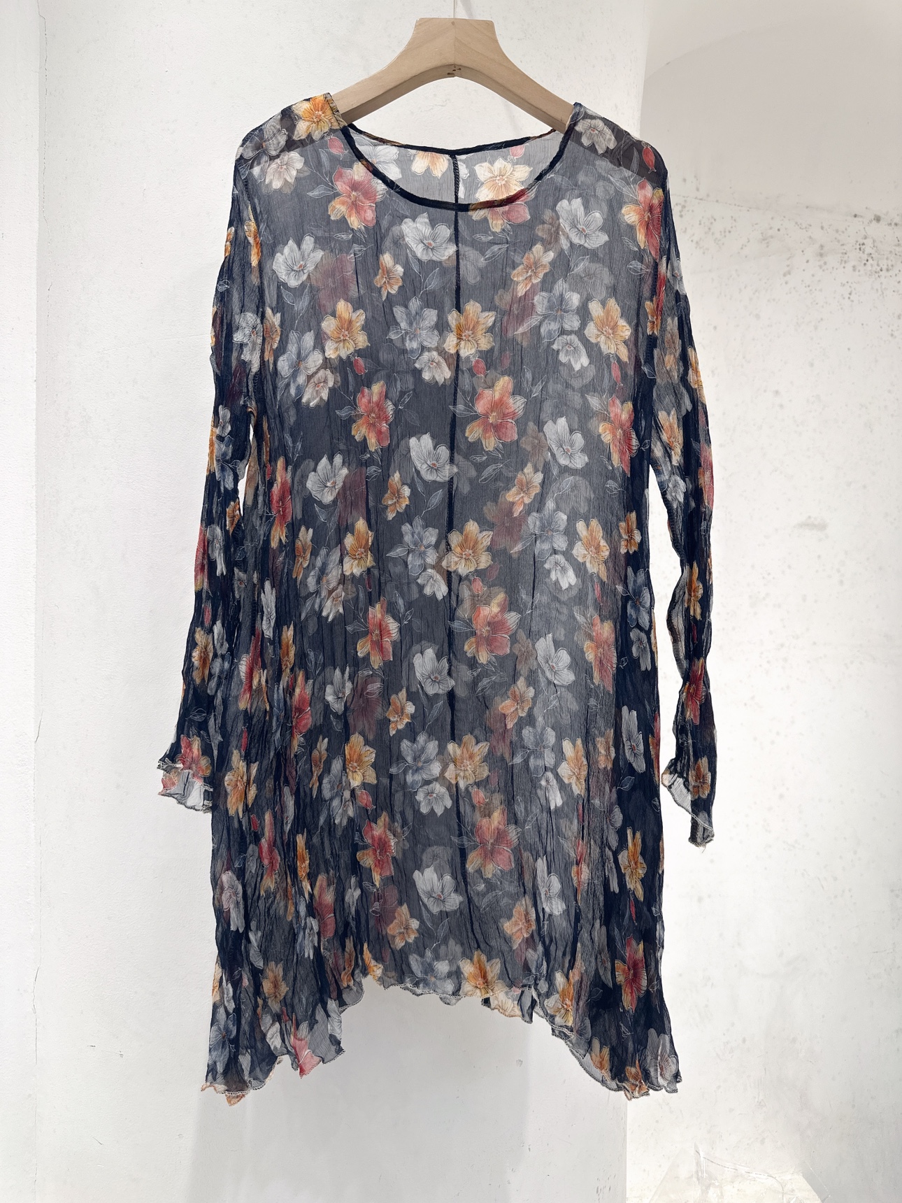 璞变2026春夏新款真丝印花上衣100%桑蚕丝套头衫大码女装宽松衬衫