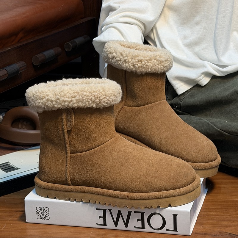 磨砂真皮羊毛厚底雪地靴女棉鞋