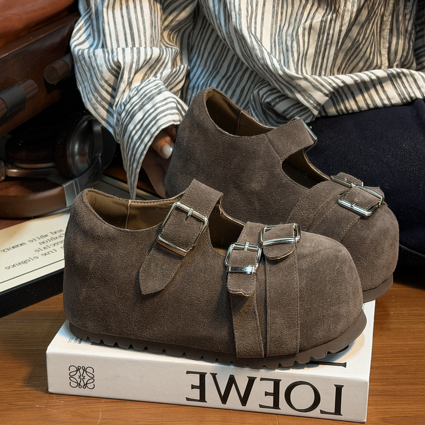 磨砂真皮复古丑萌大头勃肯鞋女厚底面包鞋小个子增高休闲乐福鞋潮,女鞋,玛丽珍鞋,淘宝优惠券,粉丝福利购,淘宝优惠卷