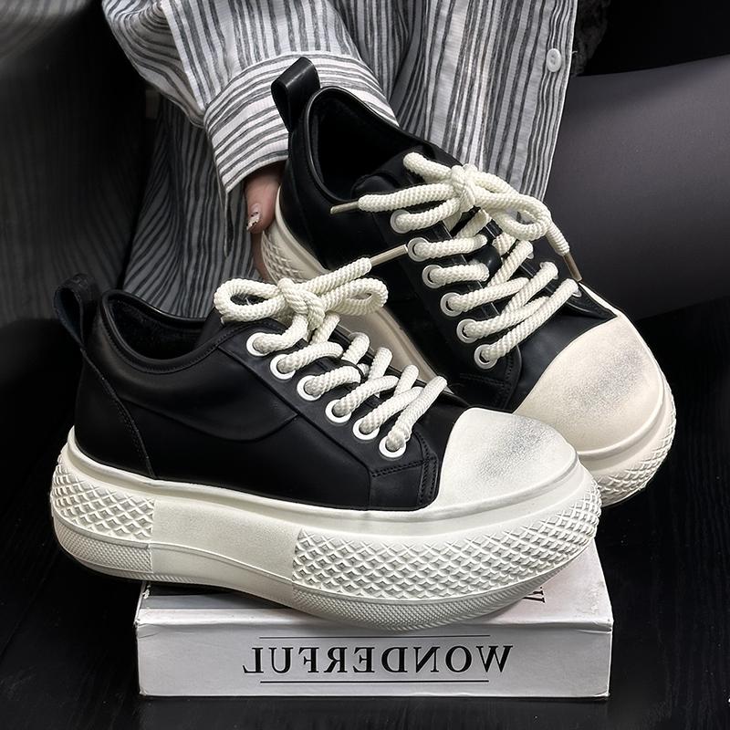 欧货真皮加绒松糕厚底面包鞋女