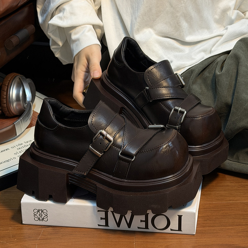复古真皮松糕厚底小皮鞋女英伦风圆头德比鞋小个子增高乐福鞋单鞋,女鞋,乐福鞋（豆豆鞋）,淘宝优惠券,粉丝福利购,淘宝优惠卷