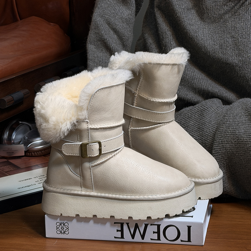 真皮羊毛松糕厚底雪地靴女加绒
