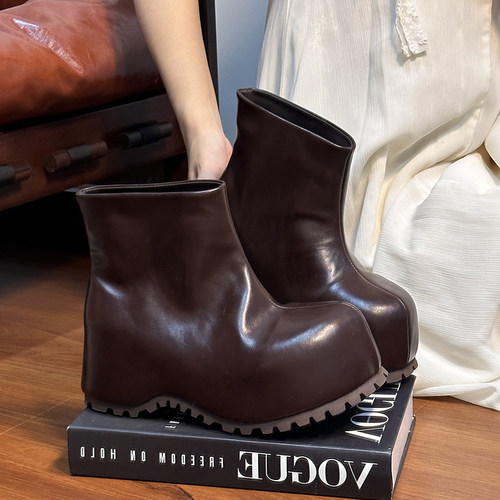 欧货真皮厚底马丁靴女英伦风