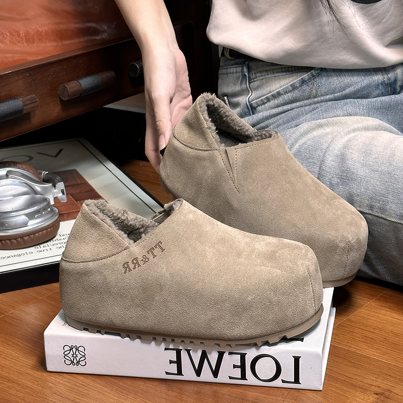 真皮大头松糕厚底丑萌勃肯鞋女